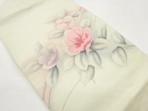 銀彩花に葉模様刺繍名古屋帯